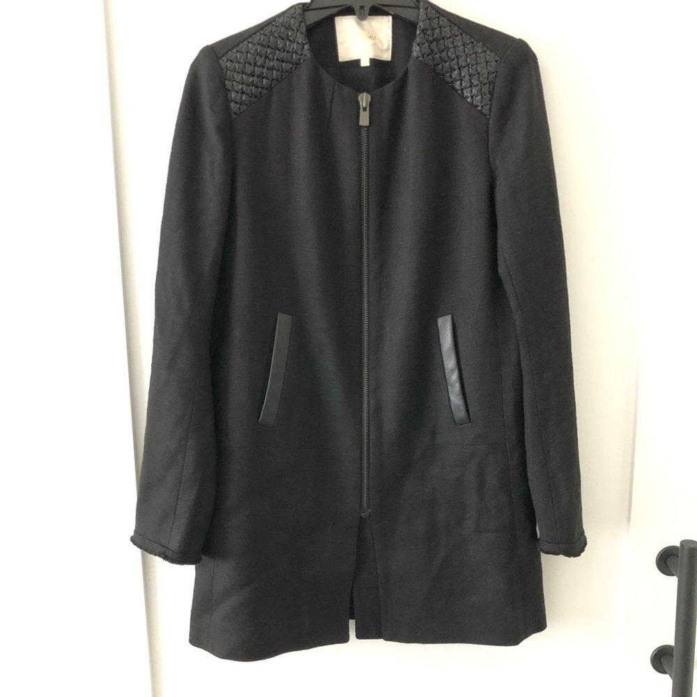 Maje Black Long Lambskin Jacket 36 S - Picture 2 of 13